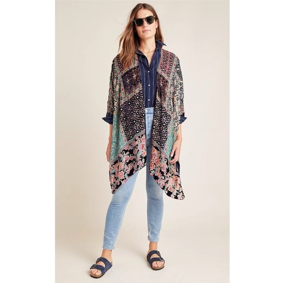 Anthropologie Frida Burnout Velvet Kimono by Akemi +Kin Beth Dutton Yellowstone - Picture 1 of 15
